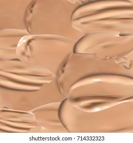 Beige concealer. Liquid foundation background, tone cream smudged Vector.
