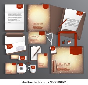 Beige corporate identity template design with abstract background. Business set stationery.