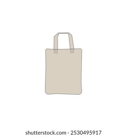 Maqueta plana de algodón beige | Bolso de mano aislado de Eco sobre fondo blanco | Plantilla en blanco del bolso de compras de la tela reutilizable para los Diseños y la marca de encargo