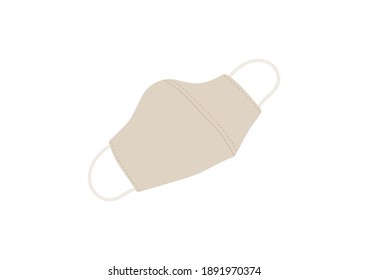 beige cotton mask to protect corona virus Covid19 vector isolated on White background ep18