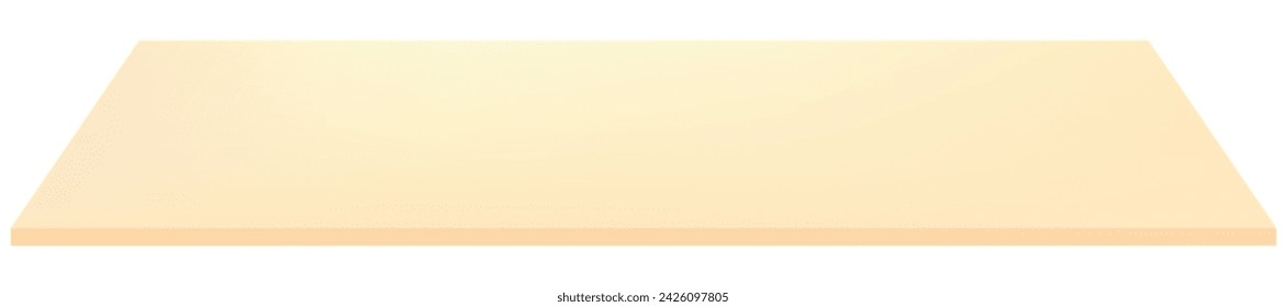 Beige counter top,Empty Yellow shelf for Kitchen decoration.Vector 3d Perspective mockup table top on white background. Bar desk element for product display