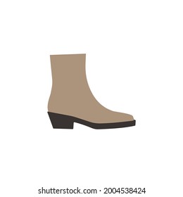 Bota de vaquero beige sobre el fondo blanco. Cosacos.