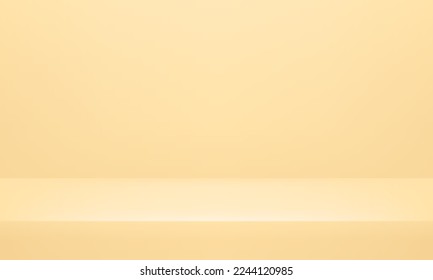 Beige cream vector background. studio table room background.  Realistic black studio. Space for displaying products. Room in the 3d. Vector illustration.