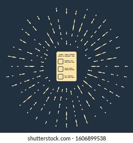 Beige Create account screen on mobile phone icon isolated on blue background. Abstract circle random dots. Vector Illustration