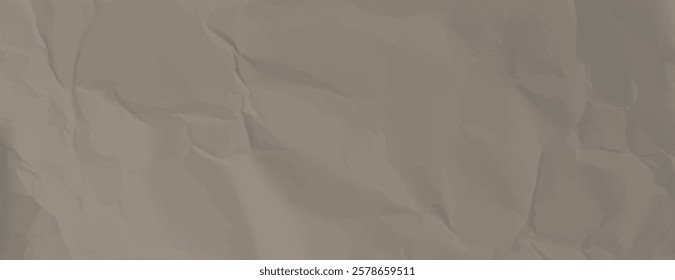 Beige crumpled paper background with a textured, wrinkled style. The background is beige, adding a rustic, vintage feel. Paper texture background vector. Beige background.