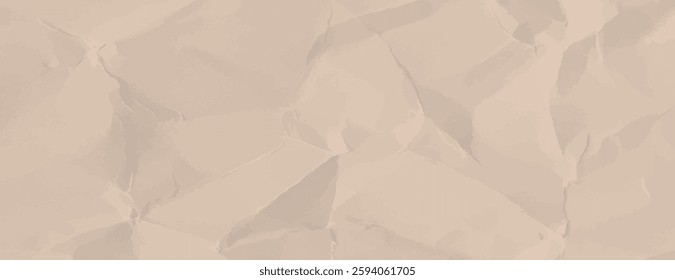 Beige crumpled paper background with a textured, wrinkled style. The background features beige tones and a rough, crumpled appearance. Minimal crumple paper texture vector background 