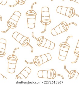 beige cups pattern on white background