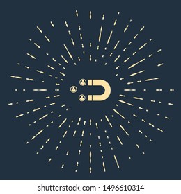 Beige Customer attracting icon isolated on dark blue background. Customer retention, support and service. Customer people attracting with magnet. Abstract circle random dots. Vector Illustration