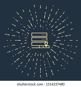 Beige Customer care server icon isolated on dark blue background. Tech support concept with male operator. Call center sign. Abstract circle random dots. Vector Illustration