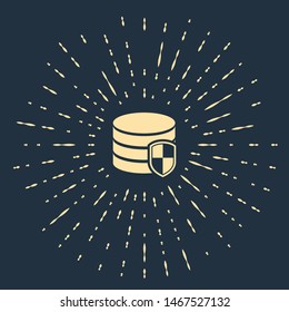 Beige Database protection icon isolated on dark blue background. Secure database icon. Abstract circle random dots. Vector Illustration