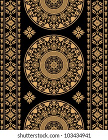 beige decorative vertical pattern on a black background