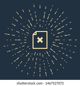 Beige Delete file document icon isolated on dark blue background. Rejected document icon. Cross on paper. Abstract circle random dots. Vector Illustration