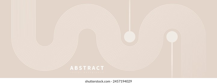 Beige delicate abstract geometric vector background with circular line