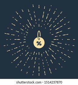 Beige Discount percent tag icon isolated on dark blue background. Shopping tag sign. Special offer sign. Discount coupons symbol. Abstract circle random dots. Vector Illustration