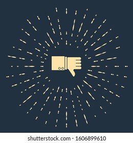 Beige Dislike icon isolated on blue background. Abstract circle random dots. Vector Illustration