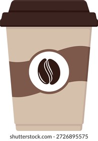 Beige Einweg-Kaffeetasse mit Deckel ohne Hintergrund