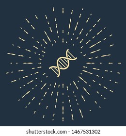 Beige DNA symbol icon isolated on dark blue background. Abstract circle random dots. Vector Illustration