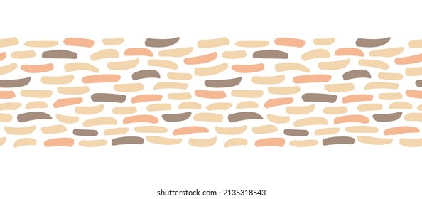Beige doodle horizontal border marker stripes repeat pattern. Hand drawn seamless background. For fabric, wrapping, invitations, card, scrapbooking or wallpaper.