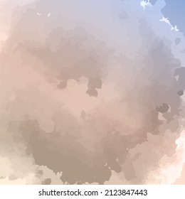 beige dusty abstract watercolor background with drips blots and smudge stains