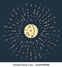 Beige Eclipse of the sun icon isolated on blue background. Total sonar eclipse. Abstract circle random dots. Vector Illustration