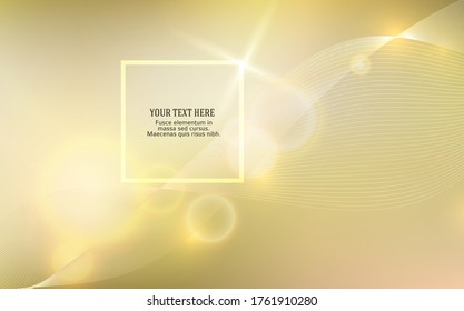Beige or ecru silk abstract golden background - soft, elegant and delicatewith beautiful golden lines & boke blur circle for cosmetics cream posters, placards and brochures. Eps10 vector illustration.