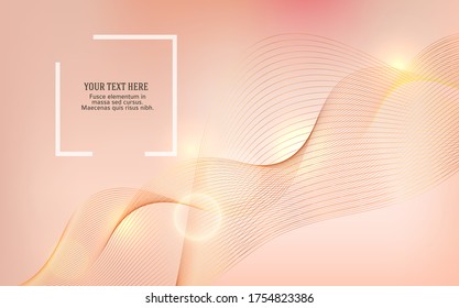 Beige or ecru silk abstract pink background - soft, elegant and delicatewith beautiful  golden lines & boke blur circle for cosmetics cream posters, placards and brochures. Eps10 vector illustration.