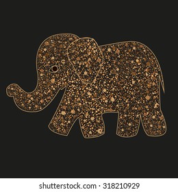 Beige elephant. Silhouette of elephant.