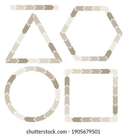 beige elongated arrow vector, pattern brush vector, set of geometric shapes, empty frame vector, arrows brush, seamless process pattern