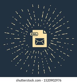 Beige EML file document. Download eml button icon isolated on dark blue background. EML file symbol. Abstract circle random dots. Vector Illustration