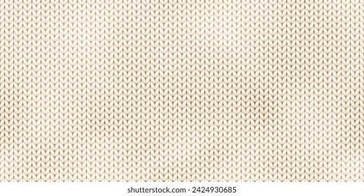 Beige endless cashmere tricot pattern. Cotton hosiery material. Texture of handmade fabric in a plaid or jumper. Vector illustration