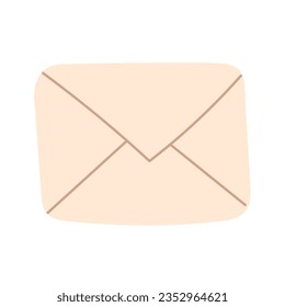 Beige envelope on a white background in cartoon style