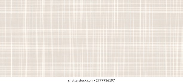 Beige fabric seamless texture. Crosshatch linen canvas repeating background. Weave sackcloth material wallpaper. Rough rustic woven burlap surface textile. Vector organic hessian cotton backdrop
