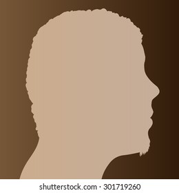 Beige face silhouette man on brown background.
