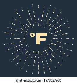 Beige Fahrenheit icon isolated on dark blue background. Abstract circle random dots. Vector Illustration