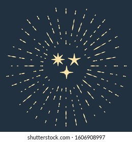 Beige Falling star icon isolated on blue background. Meteoroid, meteorite, comet, asteroid, star icon. Abstract circle random dots. Vector Illustration