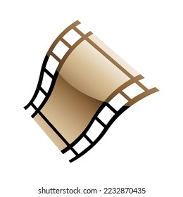 Beige Film Reel on a White Background