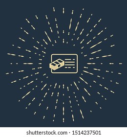 Beige Financial document line icon isolated on dark blue background. Invoice and money icon. Budget planning, money saving and paying debt concept. Abstract circle random dots. Vector Illustration