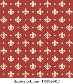 Beige Fleur De Lis luxury pattern. Royal ornamental seamless background.