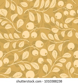 beige floral background with branches - seamless vector