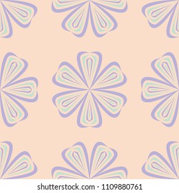 Beige floral background. Seamless pattern with violet and blue elements for wallpapers, textile and fabrics