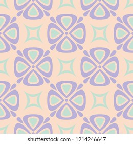 Beige floral background. Seamless pattern with violet and blue elements for wallpapers, textile and fabrics