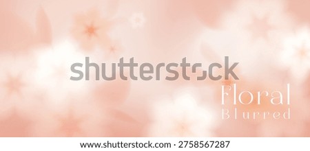 A beige floral blurred background in pink-nude ecru tones. A delicate cream-pink gradient with soft abstract flowers and leaves. Vector bg banner for spring or summer season