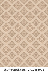 Patrón sin fisuras floral beige del damasco, Fondo de pantalla elegante del Vector del patrón del damasco, Vector clásico del patrón del damasco para el Fondo de pantalla, tela, marca, empaquetado, invitaciones, Boda, diseño lujoso.
