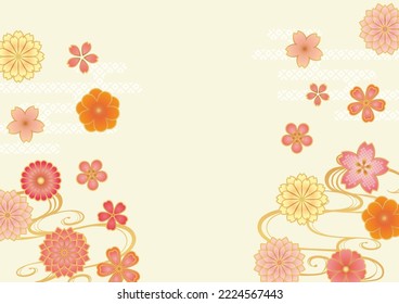 Beige Floral Japanese Pattern Background