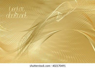 Beige Floral Pattern. Golden Structure Texture Background. Vector Illustration