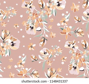 Beige Floral Seamless Pattern