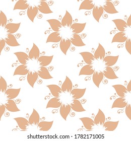 Patrón inmaculado de flores beige sobre fondo blanco. Ilustración del vector