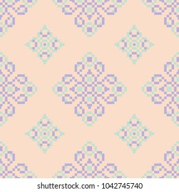 Beige floral seamless pattern with violet and blue designs for wallpapers, textile and fabrics