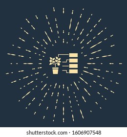 Beige Flower analysis icon isolated on blue background. Abstract circle random dots. Vector Illustration
