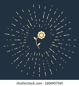 Beige Flower icon isolated on blue background. Abstract circle random dots. Vector Illustration